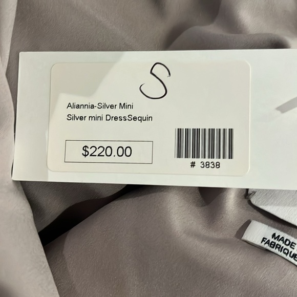 NWT! Silver Sequined Aliannia Mini Cocktail Dress by Saylor, Size S, price $220 - Picture 11 of 15